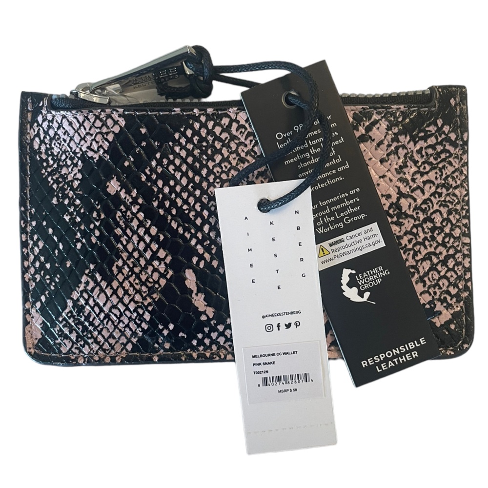 AIMEE KESTENBERG Melbourne Black And Pink Leather Wallet Pink Snake Print